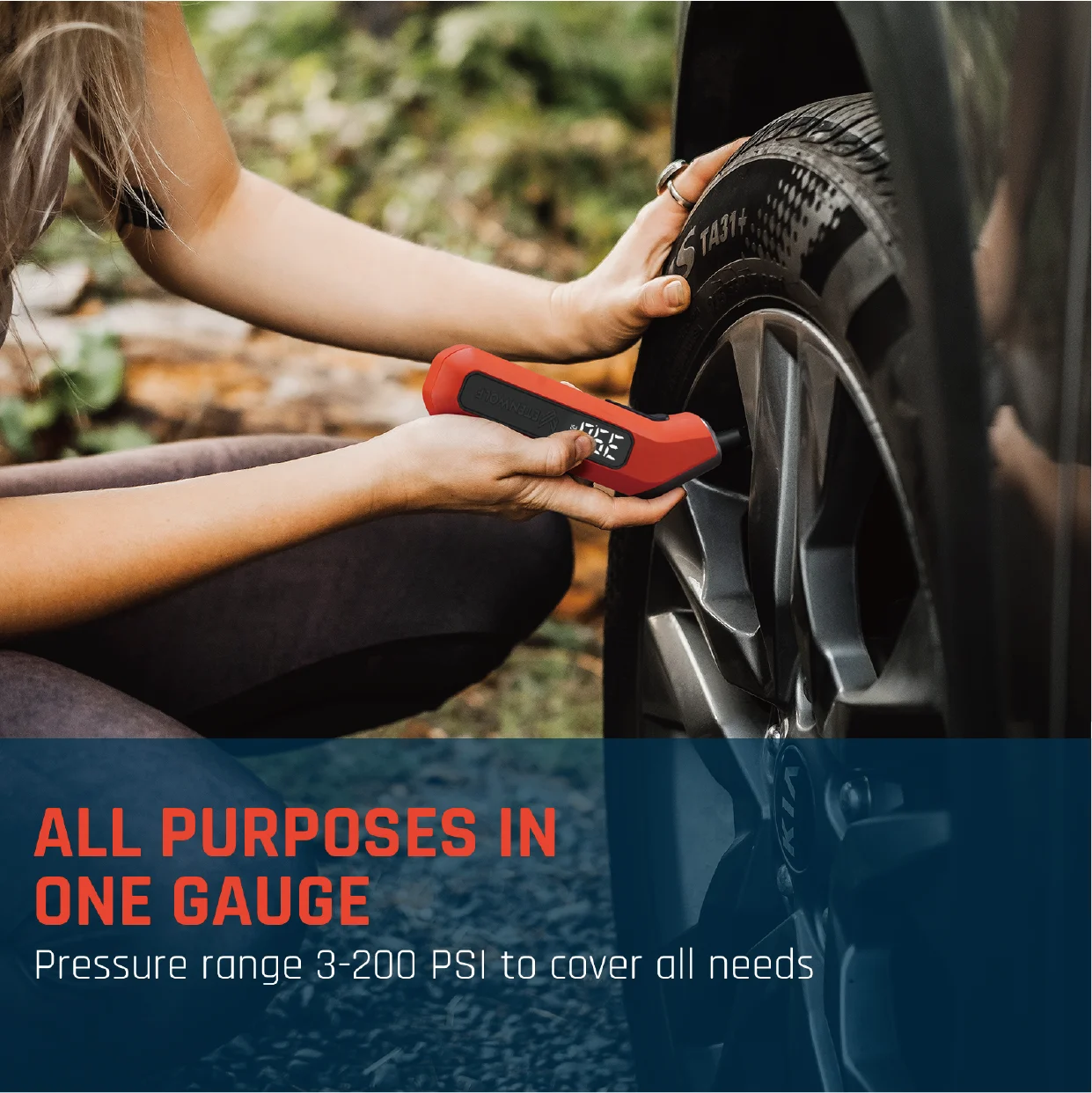 ETENWOLF T300 Digital Tire Pressure Gauge 3-200 PSI Calibrated to ANSI B40.7 Grade 2A Industrial Tire Gauge 3A Batteries