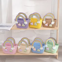 Cartoon rabbit decorative handbag Rainbow floral shoulder bags 1