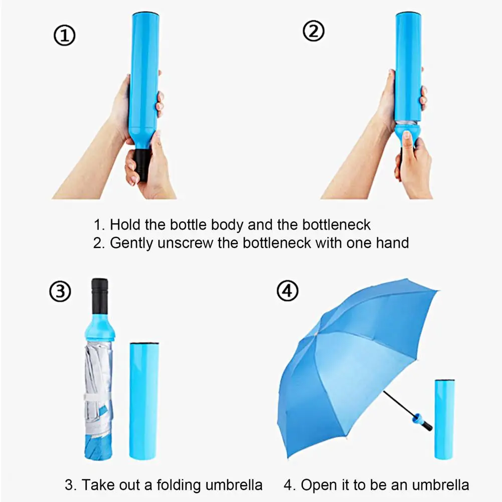 Folding Umbrella Wine Bottle Umbrella Strong Wind Resistance Sunshade Reverse Folding for Outdoor