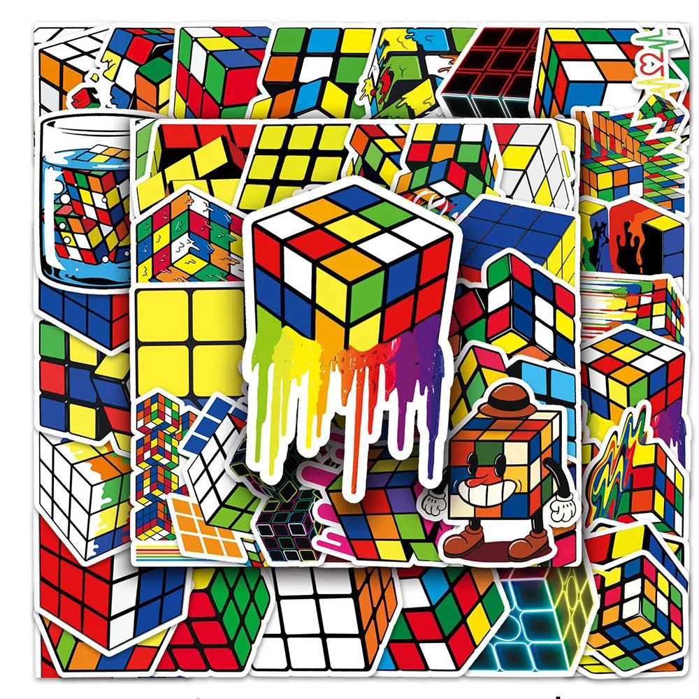 

10/30/50PCS New Rubik's Cube Cartoon Personality Creative Suitcase Mobile Phone CarChair Decoration Waterproof Sticker Wholesale