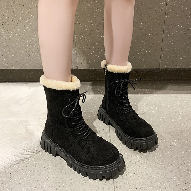 Women's Snow Boots Faux Suede New Large Size Thickening Warm Women Winter Boots Casual New Fashion Ankle Boots Botas De Mujer