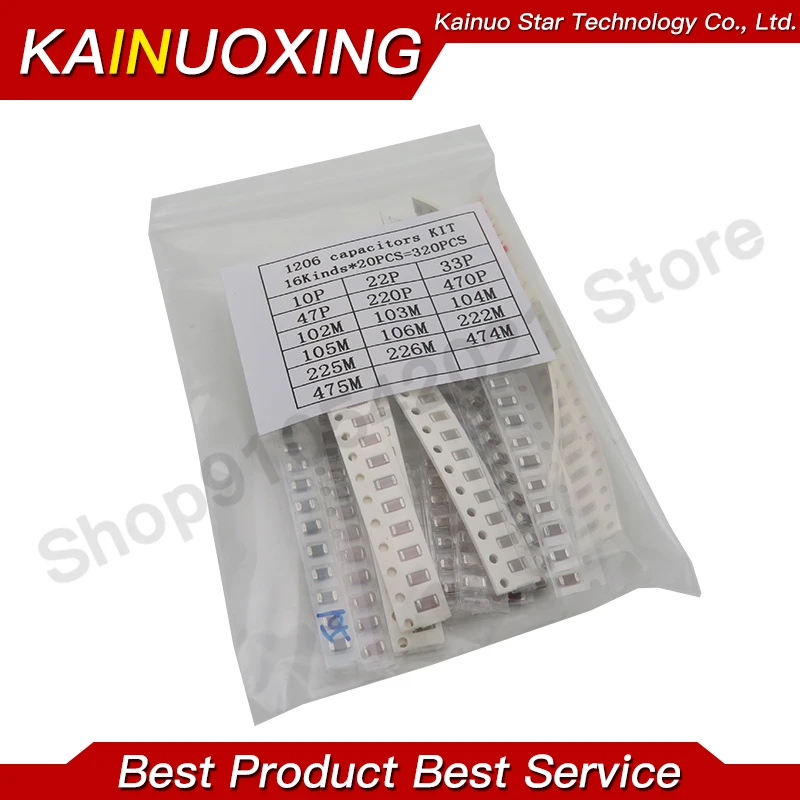 SMD Capacitor Kit Assorted 0603 0805 1206 16/36/50Values 1PF ~ 1UF 320PCS 720PCS 2500PCS/Set