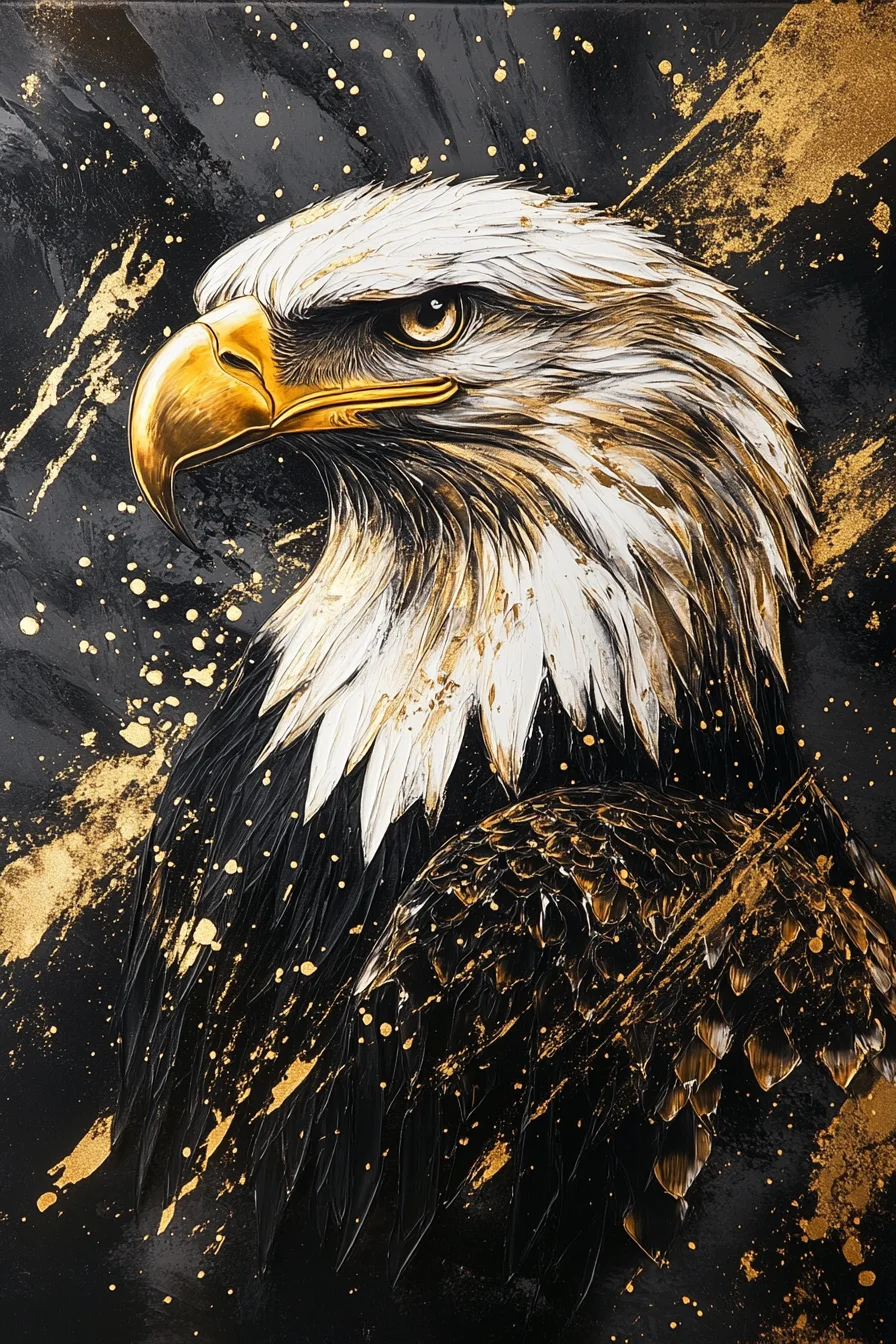 Black Gold wolf tiger eagle lion Canvas Painting Metal Poster Wall Art Nordic Aesthetic Picture Living Room Decor