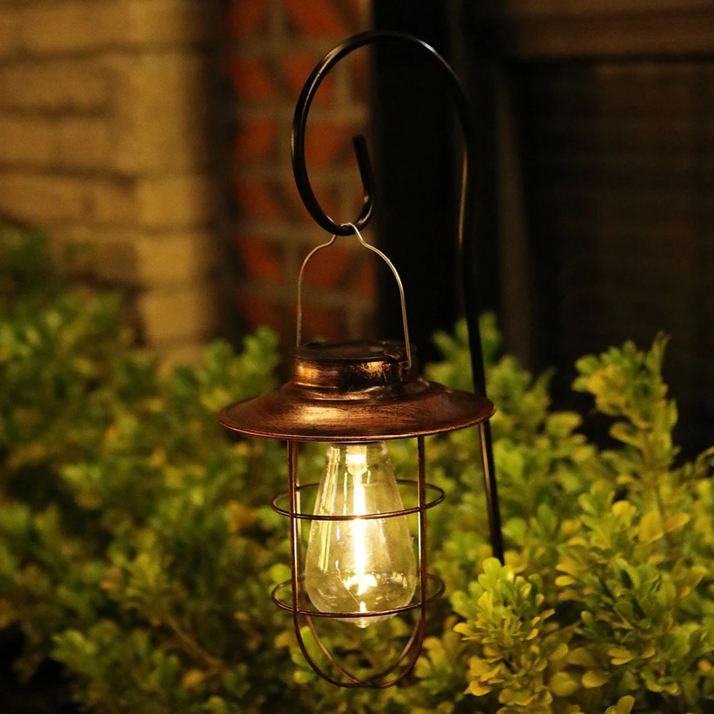 

Solar Lantern Outdoor Hanging Light Waterproof Vintage Metal Farmhouse Solar Lamp for Garden Yard Patio Porch Pathway Tree Decor