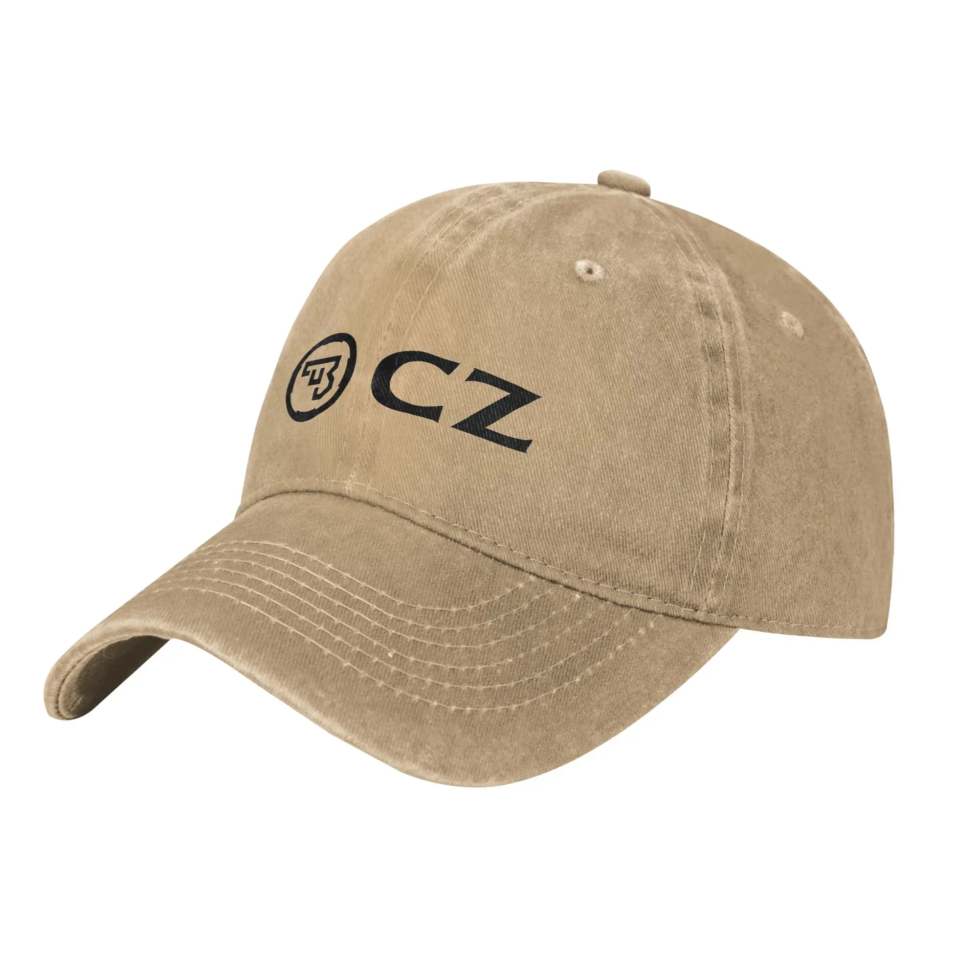 Weiße CZ Guns Logo Washed Denim Cap, lässige Baseballkappen, verstellbare Mütze, Sommer-Unisex-Baseballmützen – Detail 1