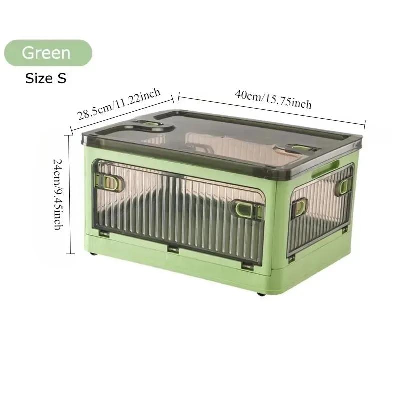 Storage Box Foldable Organizer with Wheels Transparent Large Capacity Organizer Container for Books Sundries Home