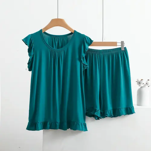 XL-8XL 여성용 플러스 사이즈 모달 잠옷, 민소매 상의, 반바지 수트, 여름 잠옷, 팜므 잠옷 세트, 신상 4