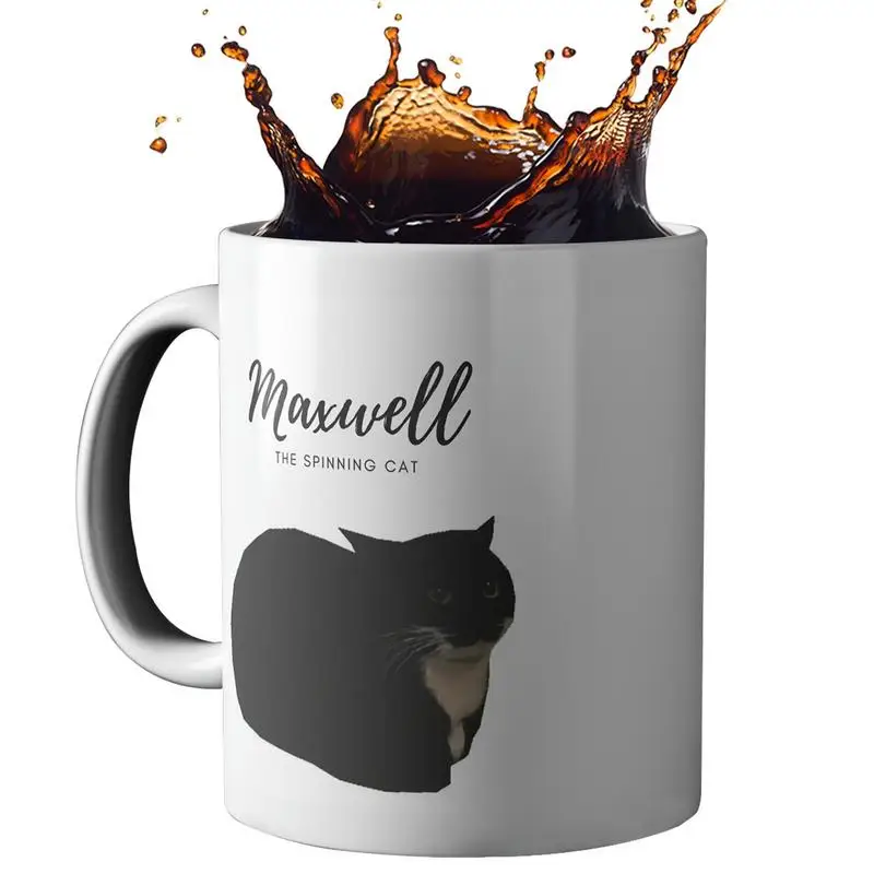 

Кружки для кошек, круглая керамическая чашка для кошек, 11,8 унции, безопасный контейнер для микроволновой печи для горячего чая или горячего кофе и кофейных анимационных рисунков