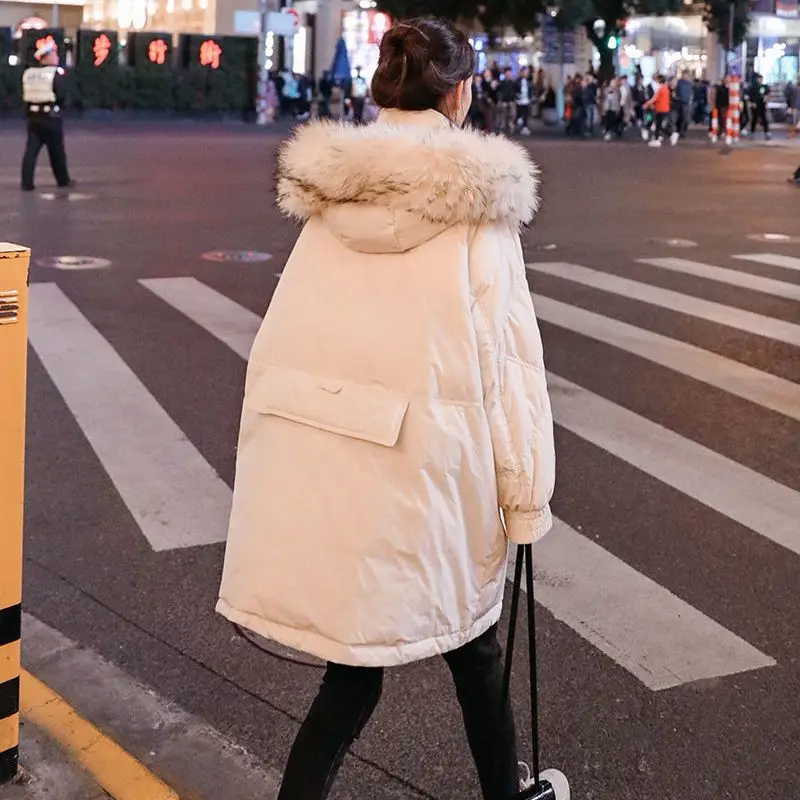 Women Maternity Long Winter Warm Down Coat Pregnancy Puffer Parka Padded Bubble Midi Jacket Faux Fur Hood Thick Cold Outerwear