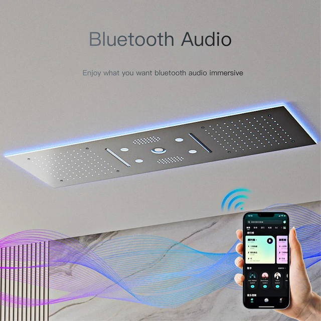 AITANA ทองเหลืองหรูหรา Gunmetal จอแสดงผล LED ระบบฝักบัวอาบน้ํา Thermostatic เพดานห้องน้ําฝังปกปิดผ้าม่านยักษ์สายฝน 3
