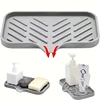 Silicone Kitchen Sink Tray Soap Dish Holder with Drain Tip Countertop Sink Scrubber Drain Pad for Sponge Kitchen Bathroom Tools 3
