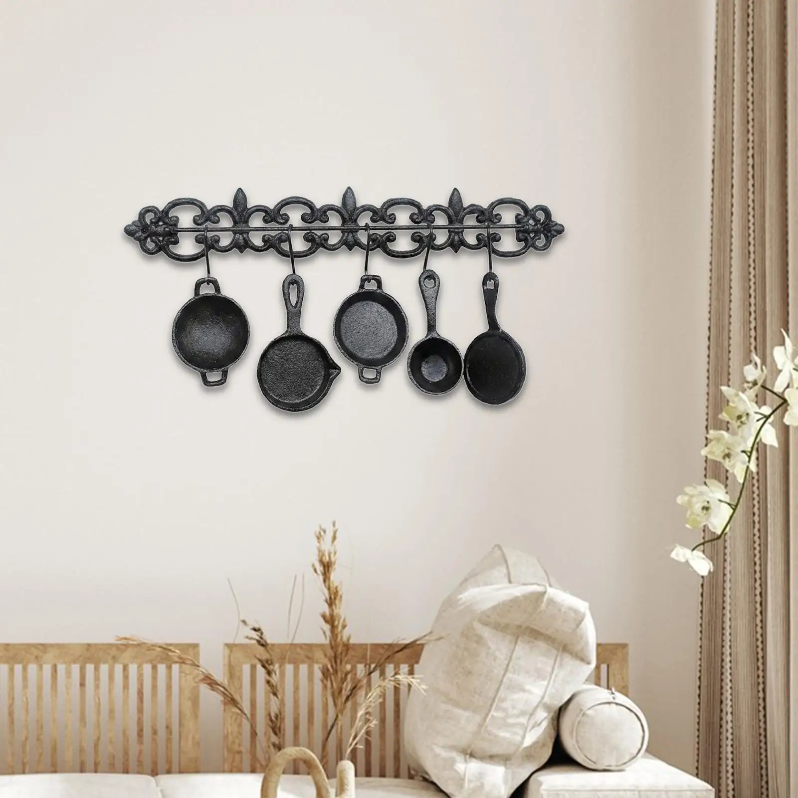 Rustic Cast Iron Wall Sculpture with Tableware Design Sturdy Wall Art for Housewarming Home Decoration Rustic Cast Iron Wall Sculpture with Tableware Design Sturdy Wall Art for Housewarming Home Decoration