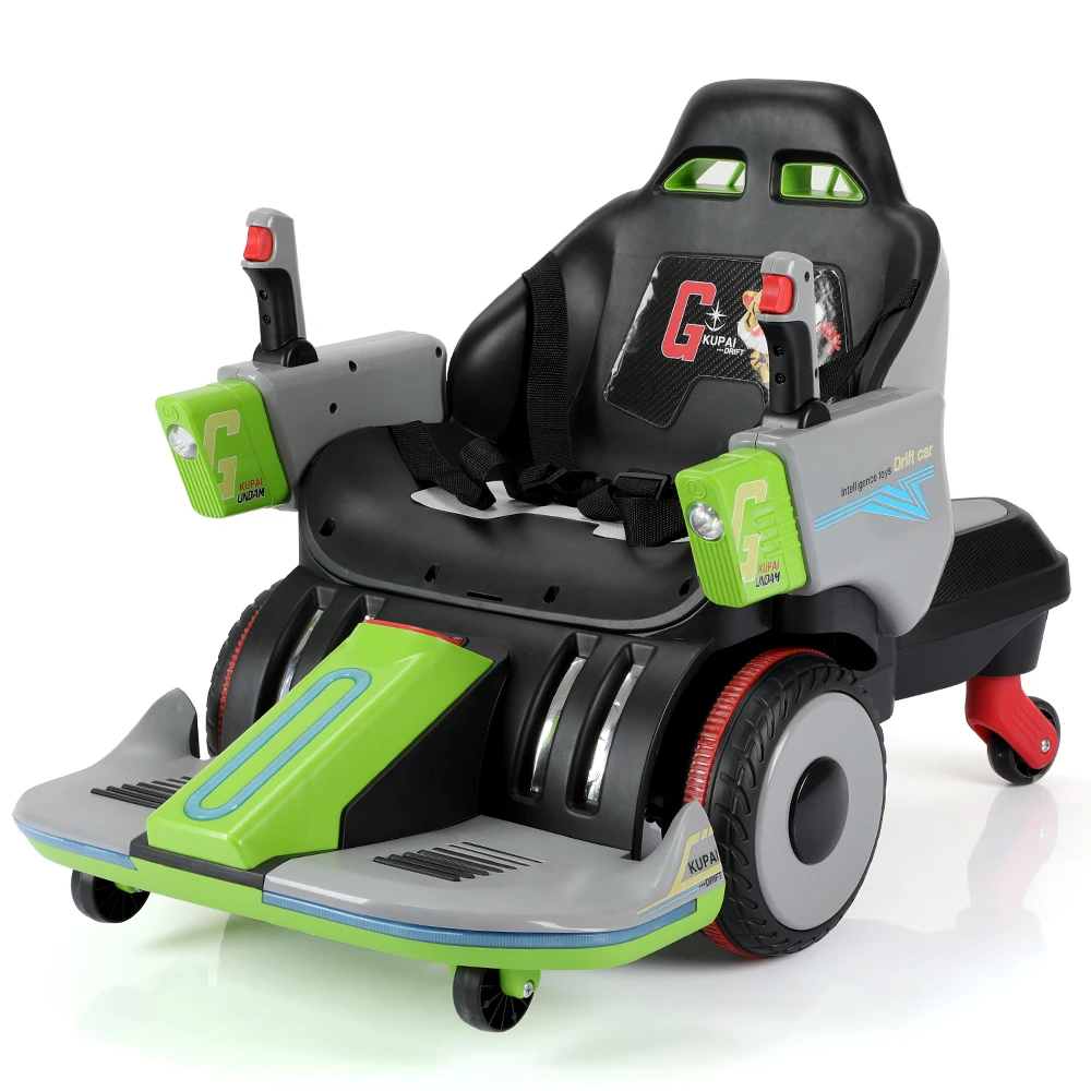 New 360 Degree Ride-On Electric Drift Kart for Kids 12V Battery Powered Car with LED Lights Remote Control Plastic Material
