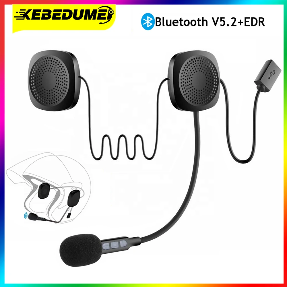 

Kebidumei Wireless Bluetooth Motorcycle Headset Helmet Stereo Speakers Earphone Hands-free call Motorcycle Mic Accessories PC