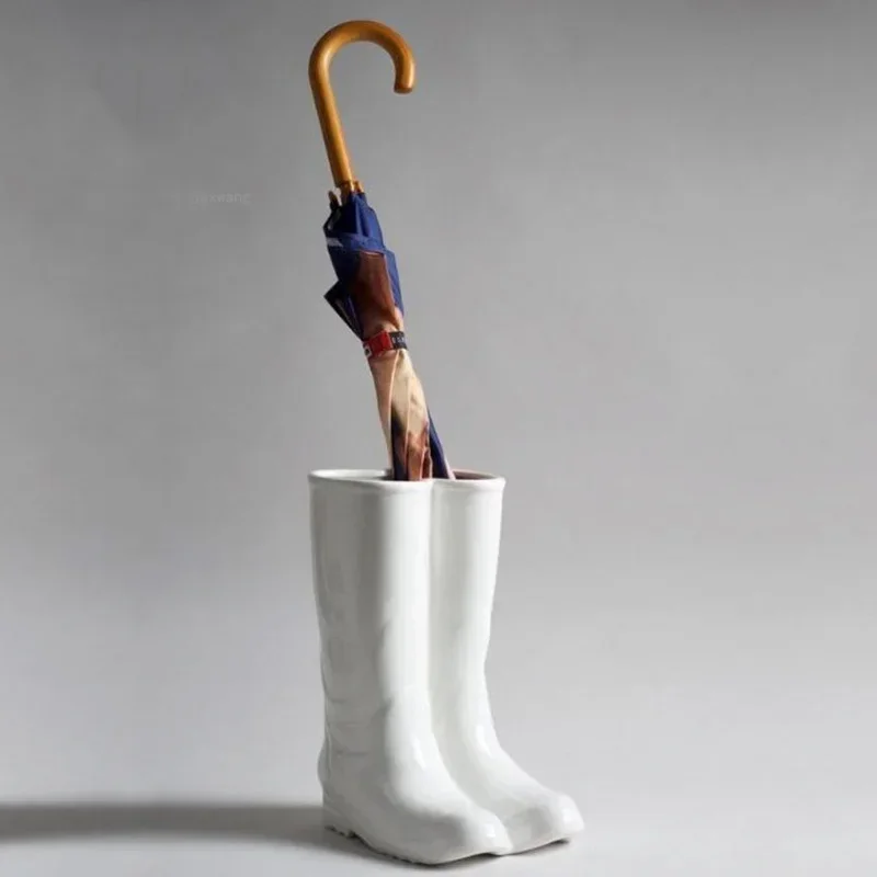 Ceramic American Rain Boots Umbrella Stands Creative Hallway Porch Umbrella Holder Decoration Household Furniture Storage Rack
