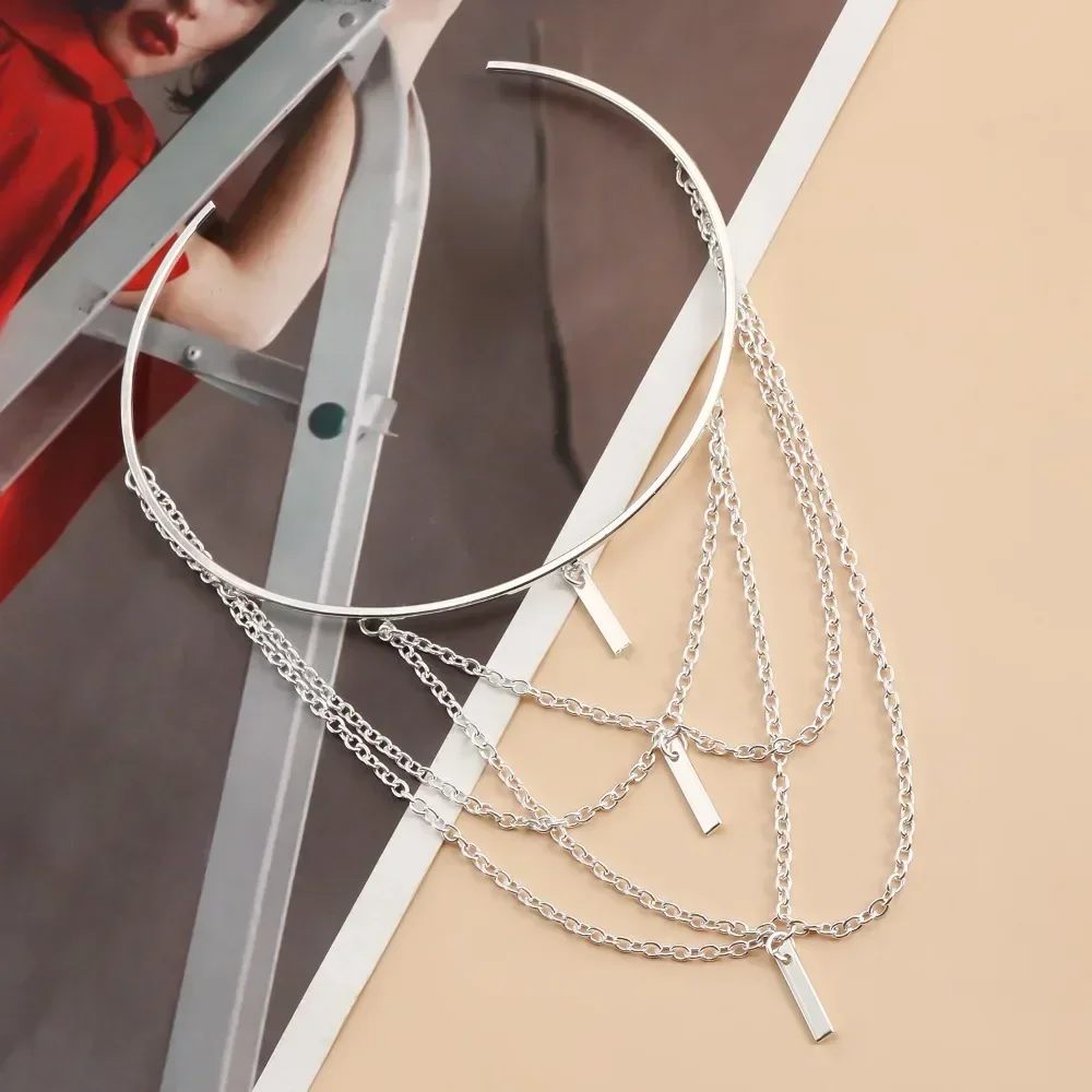 Bangle Bracelet Gold Open Upper Arm Women Jewelry Rectangle Charm Tassel Party Summer Accessories