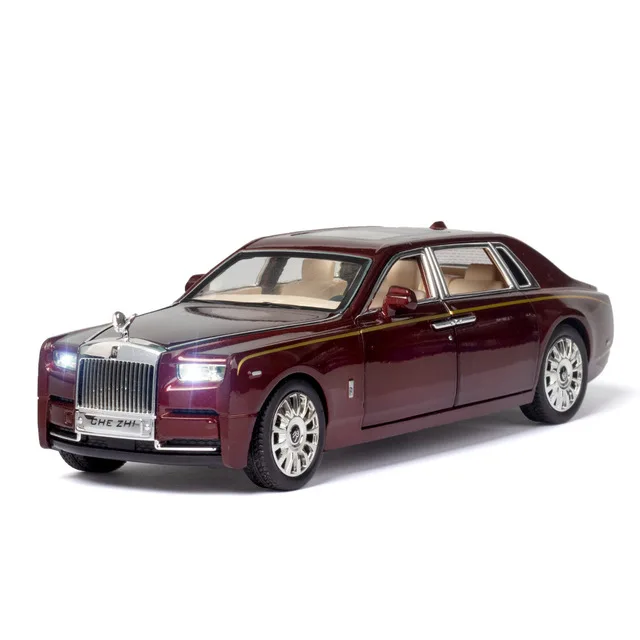 LQZCXMF Simulation Rolls-Royce Model Car 1/24 Scale Sound and Light Alloy Die-Casting Car Model Rubber Tire Pull Back Car Boy Toy Car Desk Decoration is A Gift for Teenagers