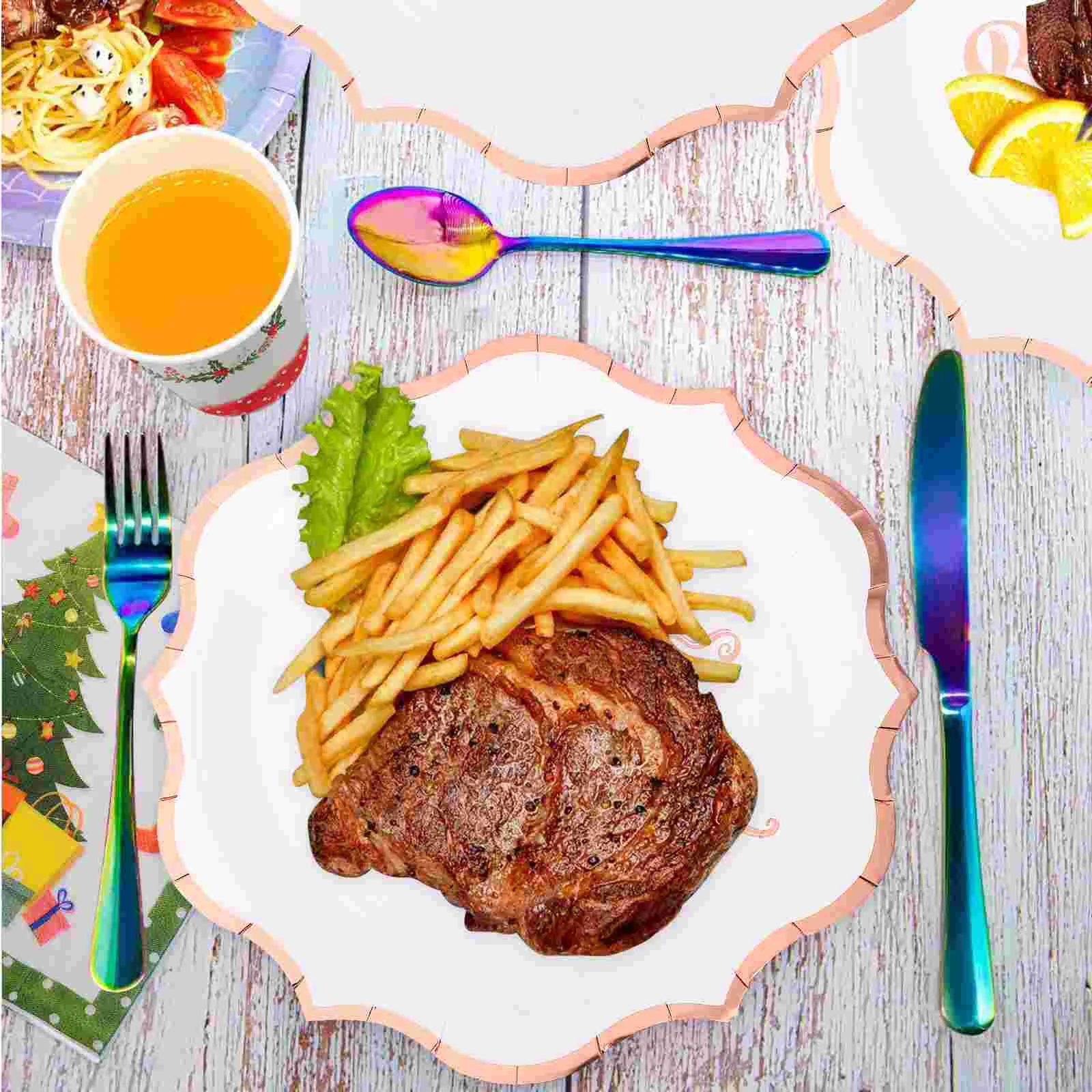 8 Pcs Cupcake Tray Birthday Party Paper Plates Hotel Bronzing White Trays Dinner
