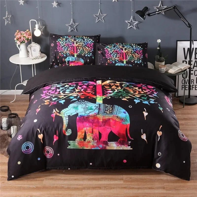 

Animal Elephant 3D Printing Custom 2/3pcsBedding Set Microfiber Home Textiles Twin Queen King Size Duvet Cover Sets Ethnic Style