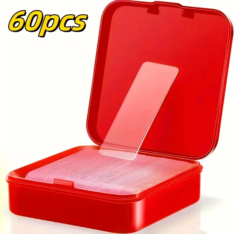 60 Sheets/Box Multipurpose Transparent Double-sided 60 Pcs Reusable Washable Waterproof Double Sided Adhesive Tape 3