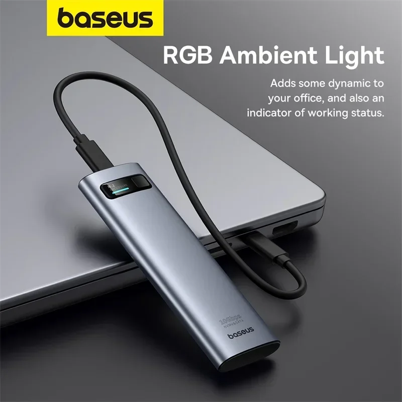 Baseus-case Ssd Nvme Sata de Protocolo Duplo M.2 para Usb tipo c 3.2 Gabinete Ssd Portátil Sata Nvme Externo - Imagem 5