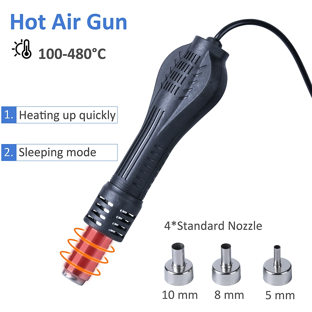 JCD 800W SMD Soldering Station Quick Heat 3 in 1 with USB Interface LED Display - Image 5