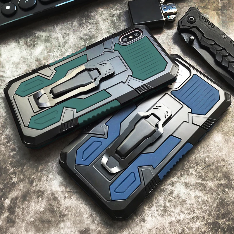 Enhanced Shockproof Magnetic Armor Case with Multi-Function Bracket and Back Clip