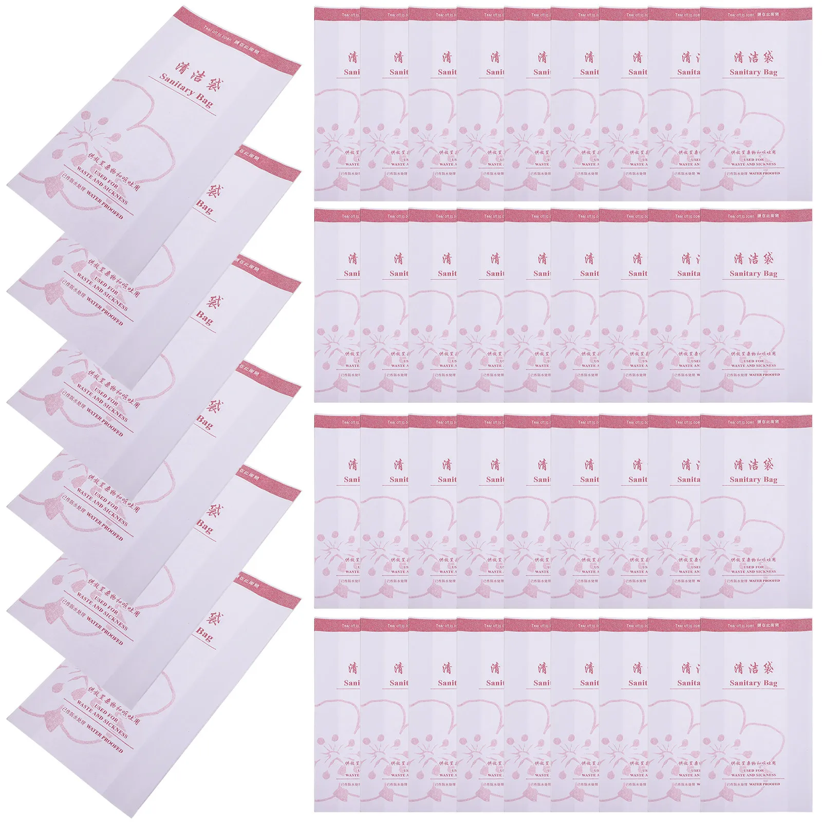 100Pcs 휴대용 방수 일회용 구토 가방 야외 비상 청소를위한 크래프트 종이 여행 쓰레기 봉투