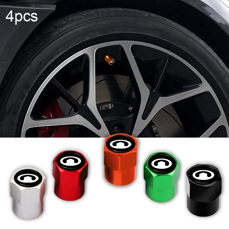 4pcs Car Tire Valve Cover Hexagonal Alloy Valve Stem Air Dustproof For