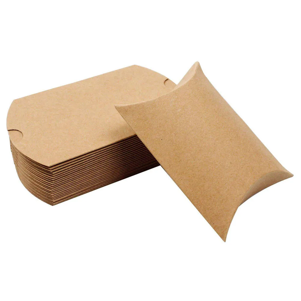 

200pcs/lot Pillow Wedding Party Favor Paper DIY Gift Box Candy Boxes Supply Accessories Favour Kraft Paper Gift Boxes