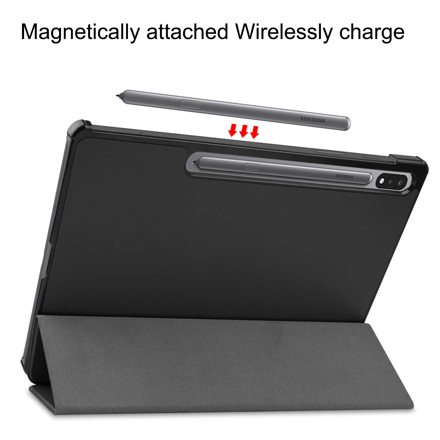 Premium PU Leather Tri-Folding Stand Tablet Case, 13.1 Inch