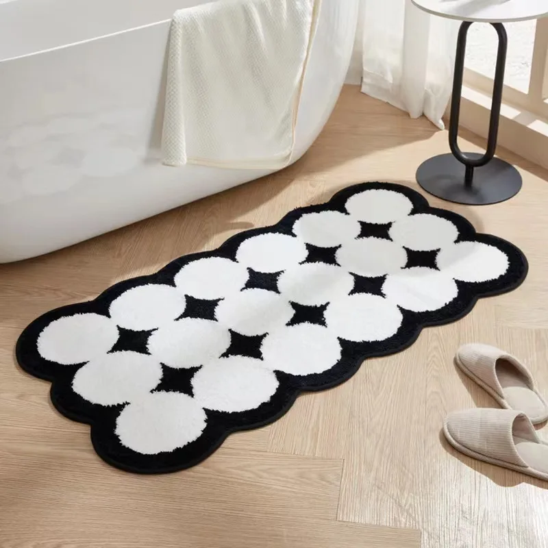 

Tufting Fluff Dotted Circles Collection Bath Rug Tutfing Carpets Anti-Slip Floor Decor Bedroom Mat Bedside Rectangular Rug