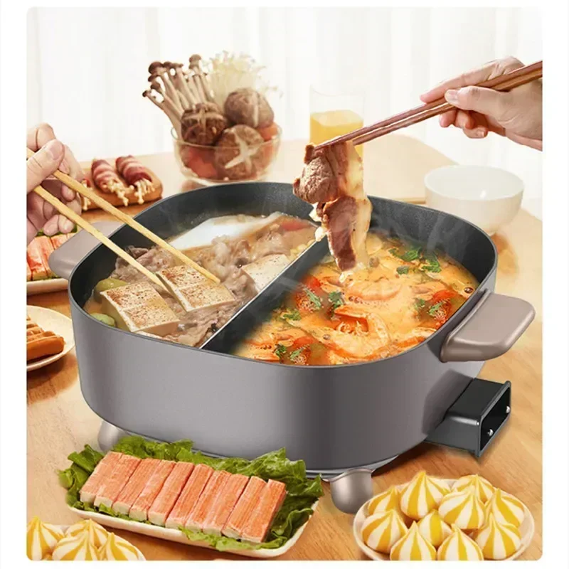 Nepal Hotpot Kookpot 5L Multifunctionele Huishoudelijke Dubbele Smaak Multifunctionele Elektrische Non-Stick Kookplaat Cookers 6