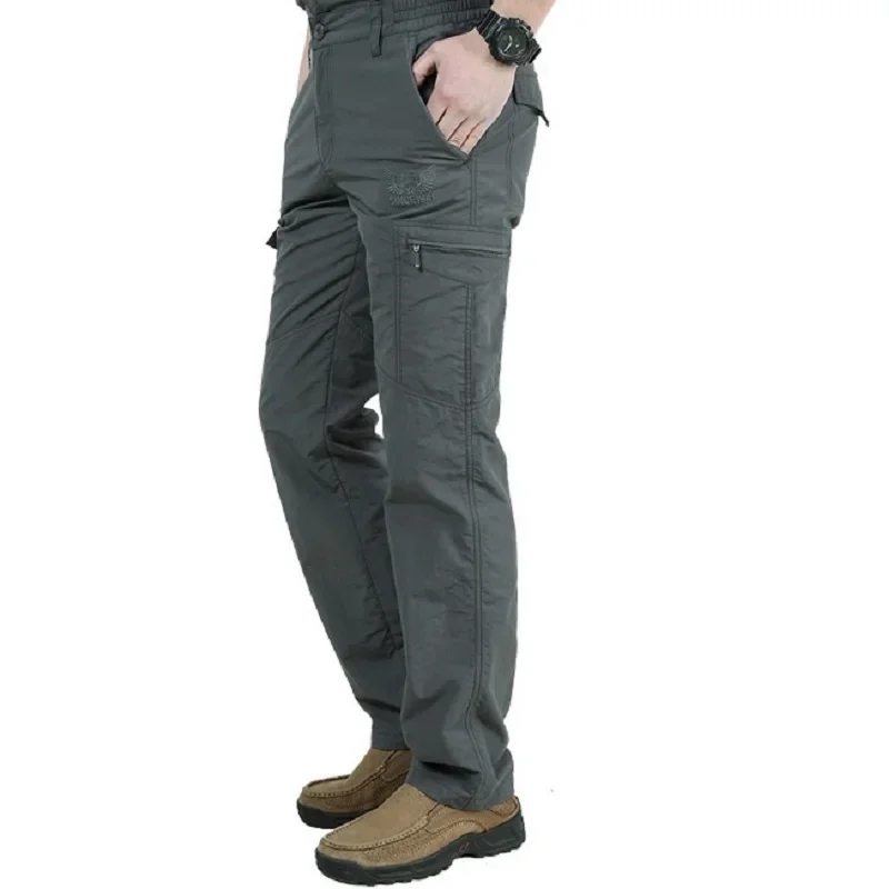 Quick Dry Casual Pants Men Summer Army Military thin Trousers Mens Tactical Cargo Pants Male lightweight Grey Blue Green cargo pants military cargo pants men casual pants