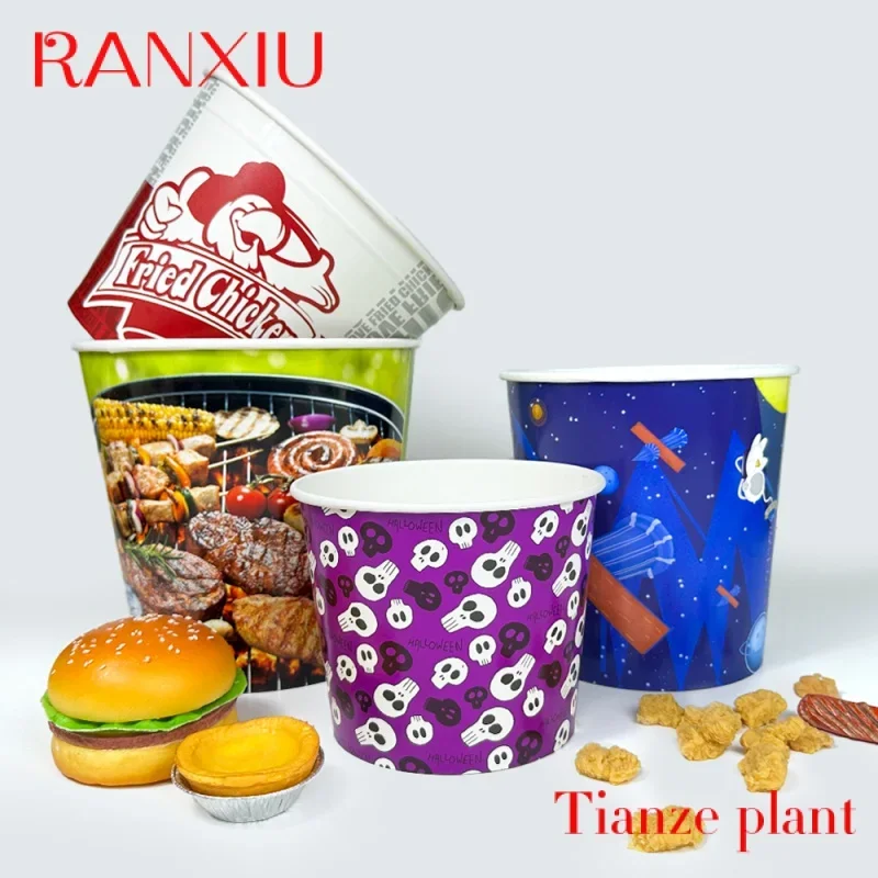 

Custom Hot Sale Disposable Food Packaging 170oz Take Away Fried Chicken Paper Bucket With Paper Lids