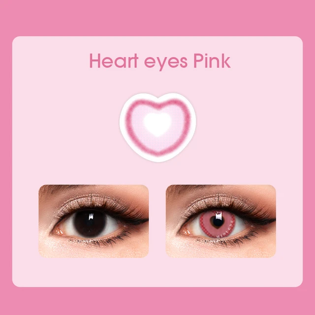 Mislens Official Store 1Pair 1Year Disposable Halloween Pupils Pink Heart  Lenses Color Contact Lenses For Eyes