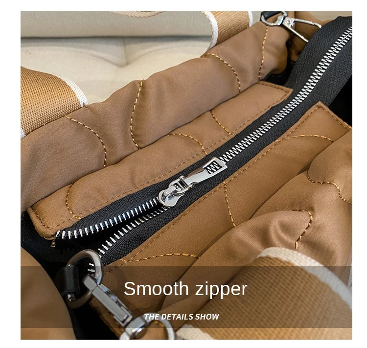Borsa tote imbottita in cotone di nuova moda per borse trapuntate a tracolla con tracolla da donna Borse a tracolla femminili in nylon casual solido_voghion.com