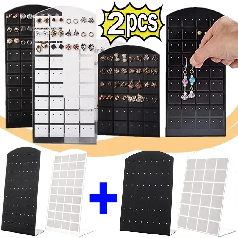 1-2pcs 48/72Holes Earring Ear Studs Holder Jewellery Display Rack Earrings Display Stand Rack Ear Stud Jewelry Show Holder 1 2pcs 48 72hole earring ear studs jewellery display rack earrings display stand rack mini l shape ear stud jewelry show holder