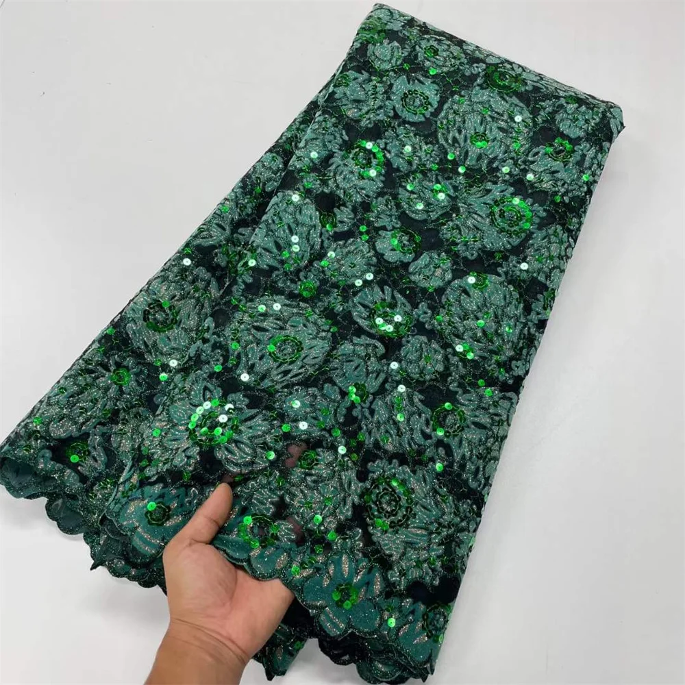 

Green Tulle Lace Fabric Sequences Embroidery Fabrics 5 Yard African Lace Fabric 2023 High Quality Nigerian French for ParWp170-2