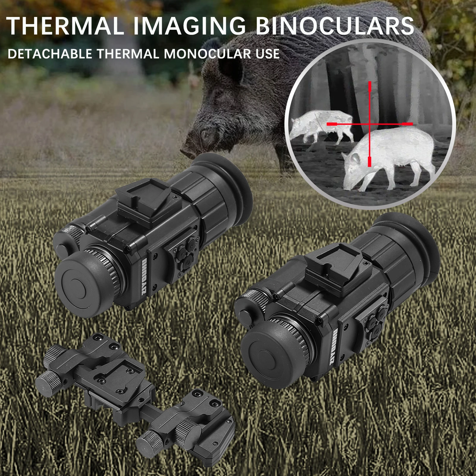 TU120A Binocular Infrared Hunting 8x Magnification Riflescope Removable Cross Cursor Helmet Head Mounted Thermal Imaging Scope