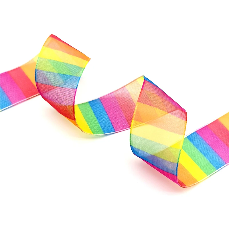 Organza ribbon 5 yards 25mm Gradient color Organza Ribbons Wedding Home Decor DIY Gift Wrapping Handmade Accessories