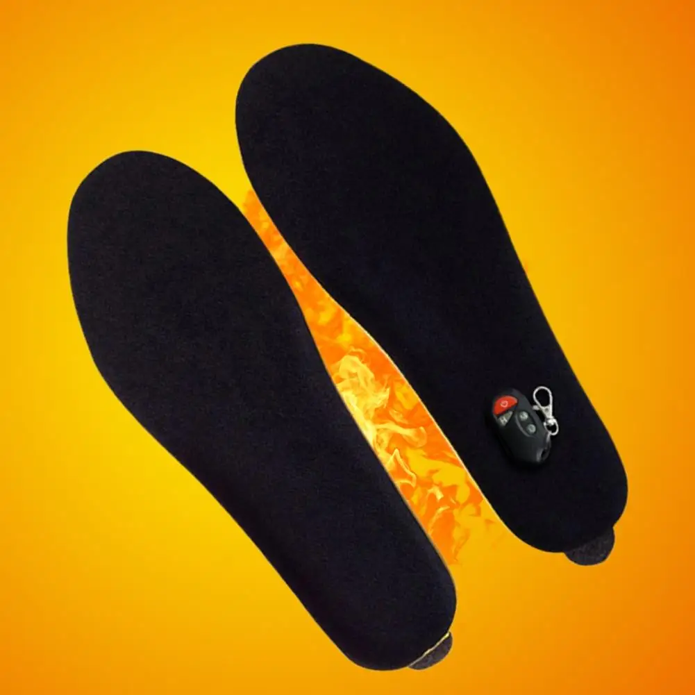 1 Pair Heated Insole Rechargeable Keep Warm Winter Washable Electric Thermal Shoe Insole with Remote Control for Daily Wear