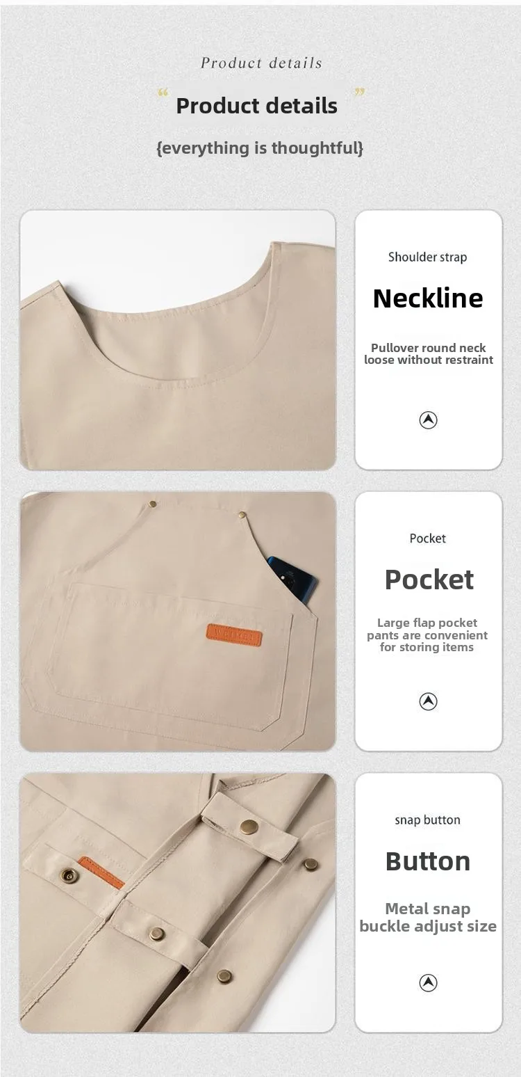 Trendige anpassbare Logo-Schürze für Restaurant, Café, Supermarkt, wasserdicht, ölbeständig, für den Haushalt, Küche – Detail 11