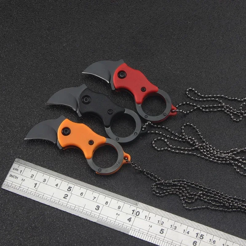 Folding Knife Mini Fox Necklace Pocket Outdoor Portable Defense Eagle Claw Home Travel Open Box Keychain