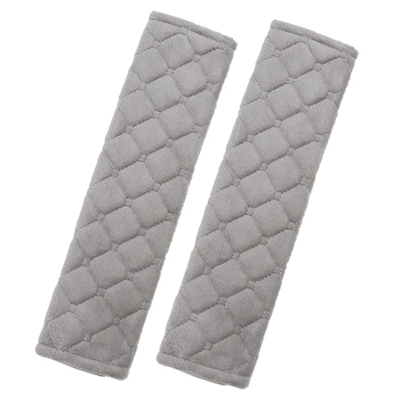2pcs/set Argyle Plaid Pattern Plush Car Seat Belt Cover Safety Belt Cover Durable Anti-slip Warm Shoulder Protector
