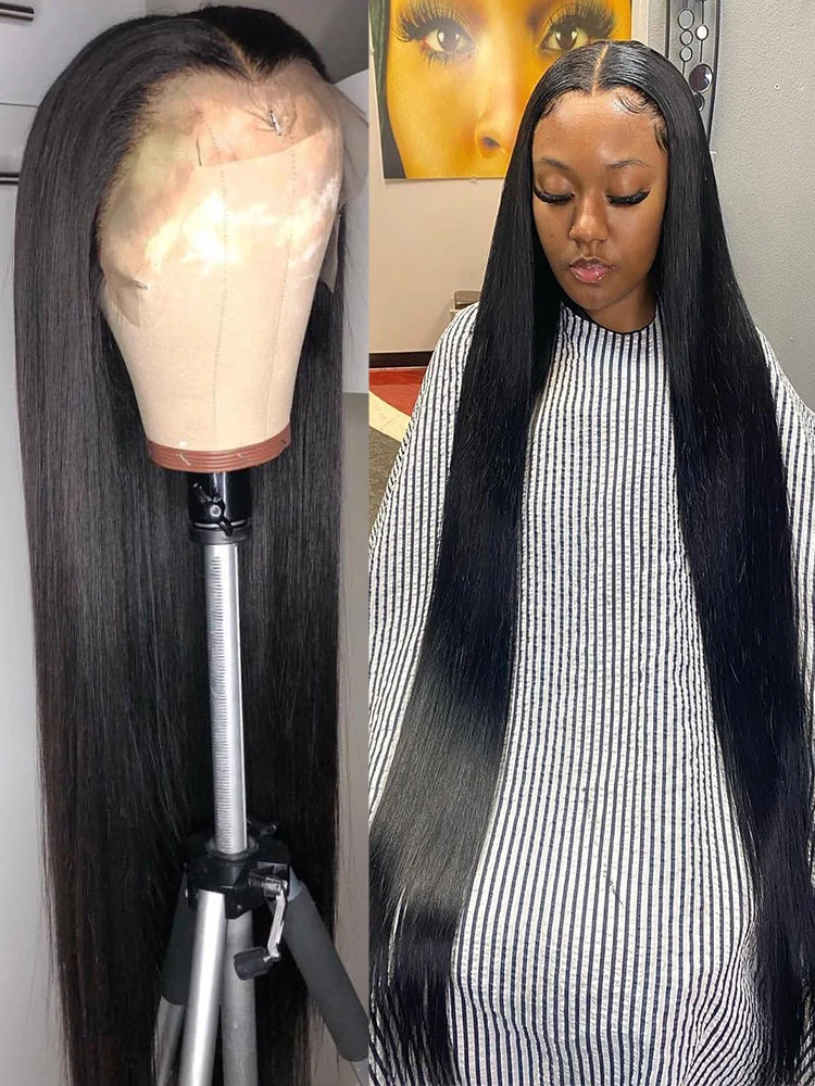 13x4 Brazilian Bone Straight Lace Front Human Hair Wigs 30 Inch