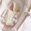 Korean Style Baby Girl Bodysuits+Hat Waffle Solid Color Lace Stitching Jumpsuit One piece Outfit Spring Autumn Baby Clothes