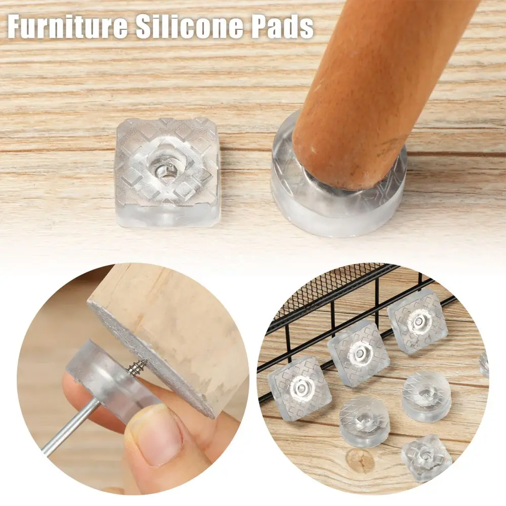 

10pcs Clear Soft Furniture Chair Table Feet Leg Bottom Non-slip Anti-skid Glides Wooden Floor Protector Non-noise Screw on Pad