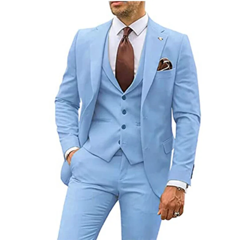 Men's Suit for Wedding 3 Piece Slim Set Groomsmen Wedding Dress Best Man Party Wear Bussiness Suits for Men blazer verde hombre