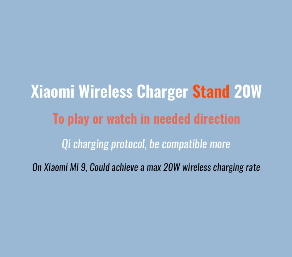 Xiaomi Vertical Wireless Charger 20W/55W Max Flash Charging Qi Compatible Multiple Safe Stand Horizontal for Mi 9 (20W) MIX 2S magsafe wireless charger